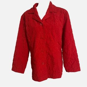 MOUNTAIN LAKE PETITE Women's Cherry Red Quilted Lined Button-down Jacket